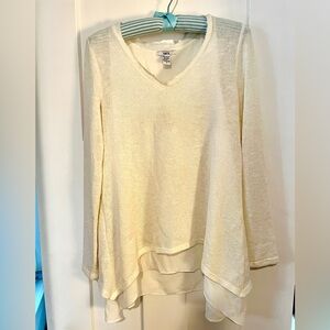 Bar III Women's Cream Long Sleeve Top